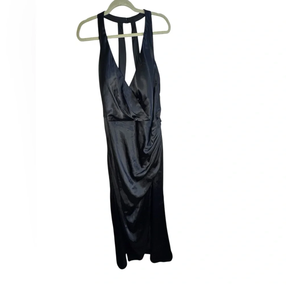 David’s Bridal Galina Signature Black Charmeuse Halter Dress - 22 - Picture 3 of 14